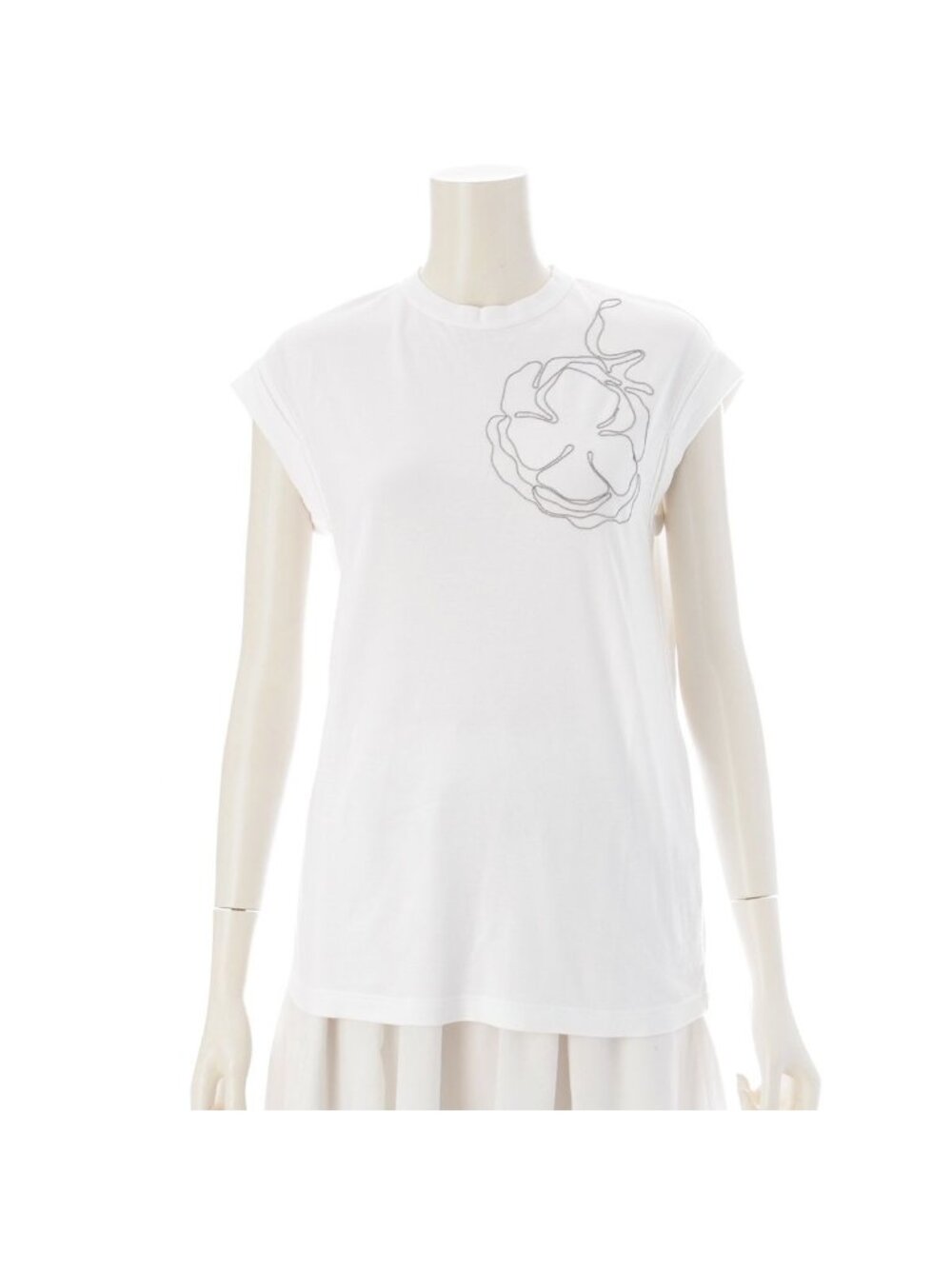 Brunello Cucinelli Monile Cotton Bijou Sleeveless Top White XS